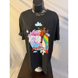 Marvel - Deadpool Riding Unicorn - Graphic Tee - Black Men's Size LARGE T-Shirt